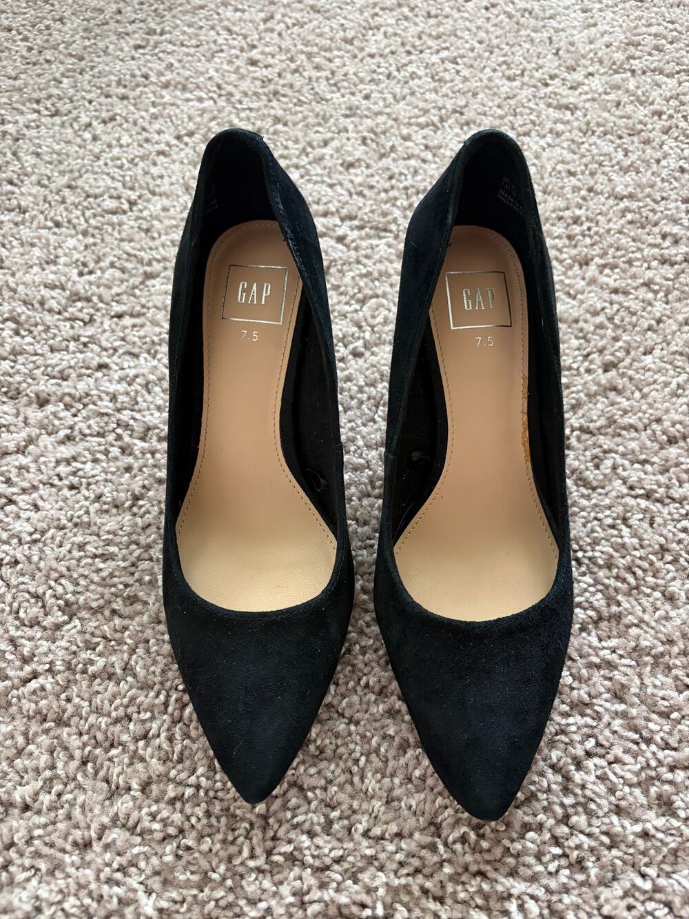GAP Black Pointed Toe Stiletto Pumps Faux Suede Women's Size 7.5